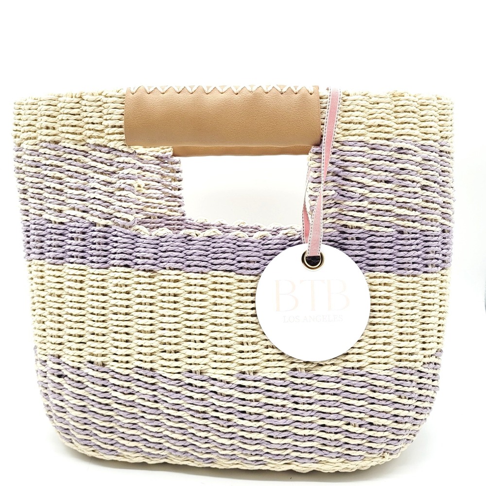 BTB Los Angeles Ro Tote Women's Large Woven Straw Shoulder Tote Bag Beach Boho